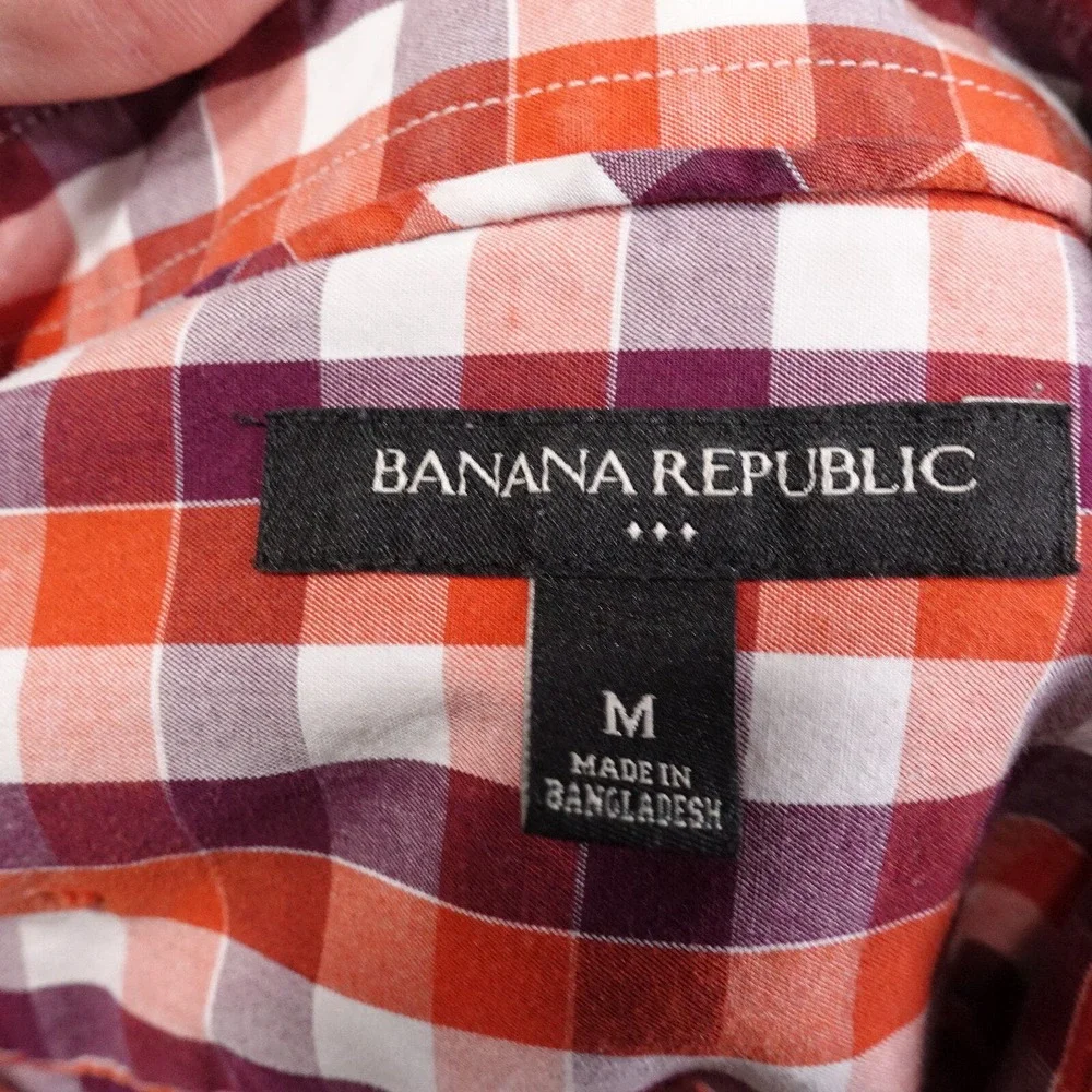 BANANA REPUBLIC LONG SLEEVE 100% COTTON CHECK BUTTON DOWN SHIRT MENS SZ‎ M
